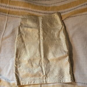 Vintage 1990s julian r leather gold checkered skirt *needs zippered repaired*